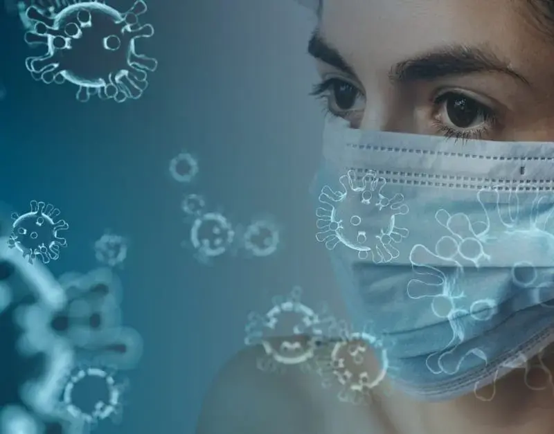 Woman with face mask